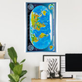 「グローバル:物理的/政治的世界の地図… ポスター (ホームオフィス)