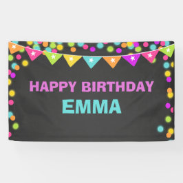 グローバースデーバナーディスコパーティーネオンレーザーラベル 横断幕