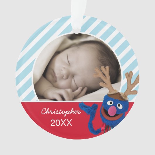 グローバー顔アート |名前と写真の追加 オーナメント (正面)