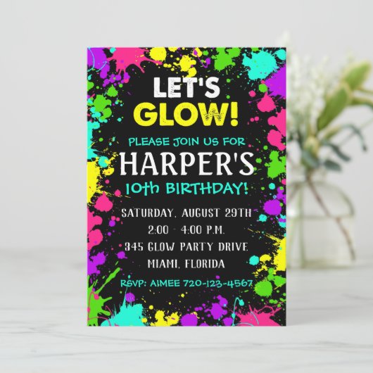 グローパーティの招待状 |グローバースデーパーティー招待状 招待状 (スタンド正面)