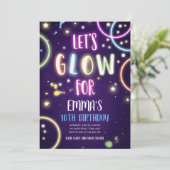 グローパーティーネオンダンスディスコ誕生日招待状 招待状 (スタンド正面)
