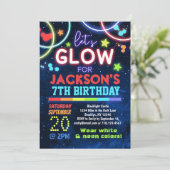 グローパーティーブルー誕生日招待状 招待状 (スタンド正面)