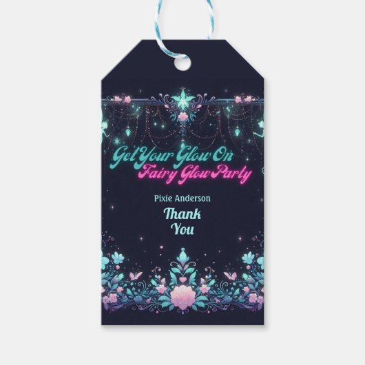 グローフェアリーパーティーテーマ – 暗い後のおとぎ話 ギフトタグ (正面)