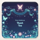 グローフェアリーパーティーテーマ – 暗い後のおとぎ話 スクエアペーパーコースター (正面)