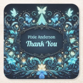 グローフェアリーパーティーテーマ – 暗い後のおとぎ話 スクエアペーパーコースター (正面)