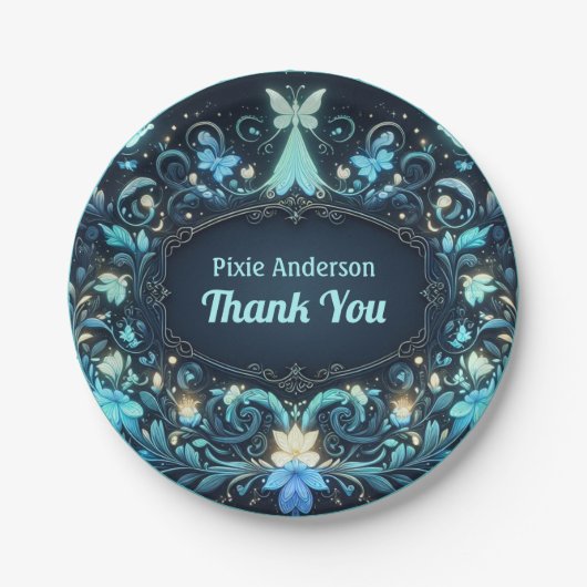 グローフェアリーパーティーテーマ – 暗い後のおとぎ話 ペーパープレート (正面)