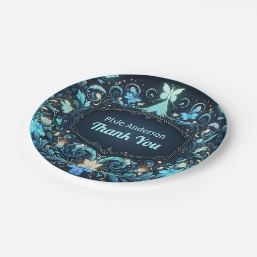 グローフェアリーパーティーテーマ – 暗い後のおとぎ話 ペーパープレート (アングル)