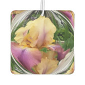 グローブのバイオレットとイエローアイリス澄んデザイン カーエアーフレッシュナー (裏面)