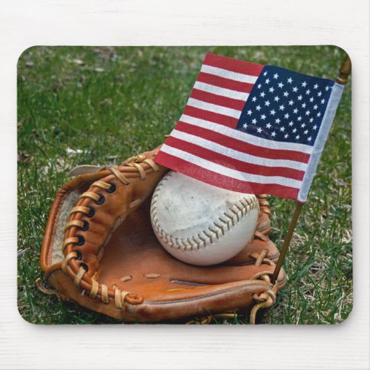 グローブの旗及び野球 マウスパッド (正面)