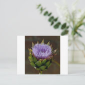 グローブアーティチョーク、Cynara Cardunculus、花。 ポストカード (スタンド正面)