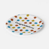 グローブチェーンおめでとうラウンド ペーパープレート (アングル)