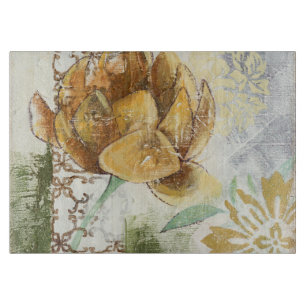 グローブフラワー付き装飾フレスコデザイン カッティングボード