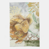 グローブフラワー付き装飾フレスコデザイン キッチンタオル (縦)