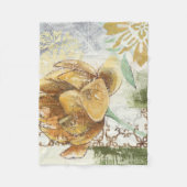 グローブフラワー付き装飾フレスコデザイン フリースブランケット (正面)