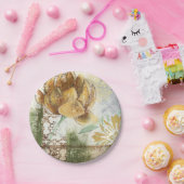 グローブフラワー付き装飾フレスコデザイン ペーパープレート (パーティー)