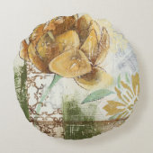 グローブフラワー付き装飾フレスコデザイン ラウンドクッション (裏面)