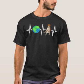 グローブプラネットアースイングリッシュフォウンドハートビートドッグL Tシャツ