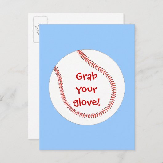 グローブベースボールバースデーパーティーの招待状を手に入れる インビテーションポストカード (正面/裏面)