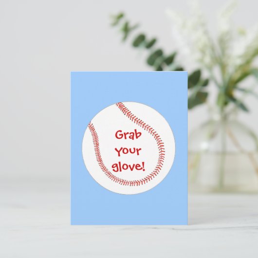 グローブベースボールバースデーパーティーの招待状を手に入れる インビテーションポストカード (スタンド正面)