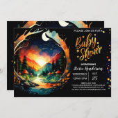 グローブモダンエンチャントコテージコアベビーシャワー 招待状 (正面/裏面)