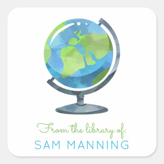 グローブライブラリ蔵書票 スクエアシール (正面)