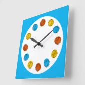 グローブ時計の青い四角 スクエア壁時計 (傾斜)
