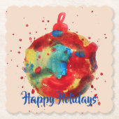 グローブ芸術的オーナメント絵を描、水色 ペーパーコースター (正面)