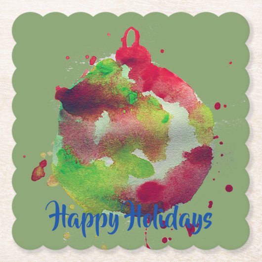 グローブ芸術的オーナメント絵を描、水色 ペーパーコースター (正面)