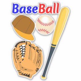 (グローブ、帽子、ボール、こうもり選手)野球ギア シール