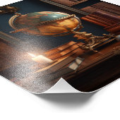 グローブ、本、ろうそく付き勉強 フォトプリント            (角)