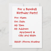 グローブ、野球の誕生日招待状を手に入れる 招待状 (裏面)