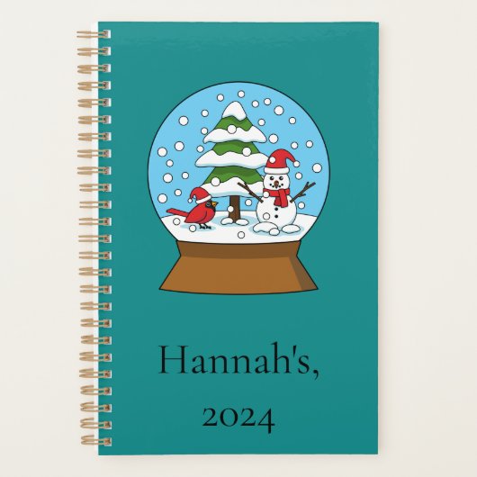 グローブw（鳥）ショウジョウコウカンチョウ雪だるま&パインツリー |カスタマイズ プランナー手帳 (正面)