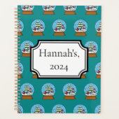 グローブw（鳥）ショウジョウコウカンチョウ雪だるま&パインツリー |カスタマイズ プランナー手帳 (正面)