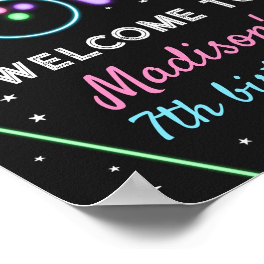 グローボーリングウェルカムバースデーパーティーサイン ポスター (角)