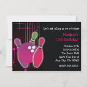 グローボーリングボウルガールズバースデーパーティー招待状 招待状 (正面)