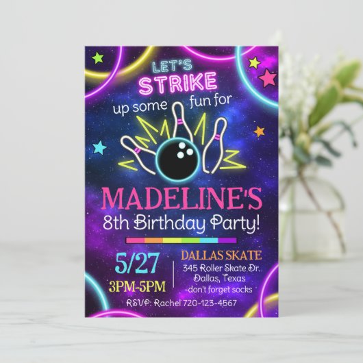 グローボーリング招待状、グローボーリング誕生日 招待状 (スタンド正面)