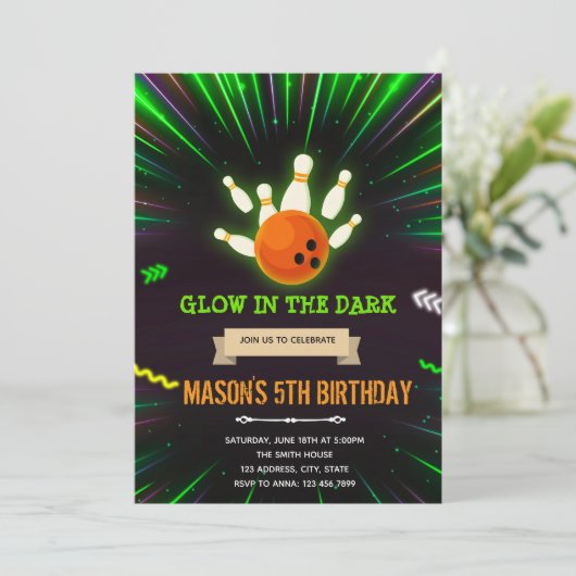 グローボーリング誕生日の招待 招待状 (スタンド正面)