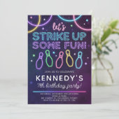 グローボーリング誕生日パーティーの招待おもしろいの色 招待状 (スタンド正面)