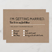 グローマおもしろいンスマン花婿介添人チェックリストの提案 招待状 (正面/裏面)