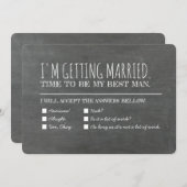 グローマおもしろいンスマン花婿介添人チェックリストの提案 招待状 (正面/裏面)