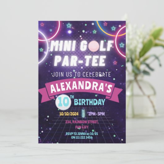グローミニゴルフ誕生日パーティーガール 招待状 (スタンド正面)
