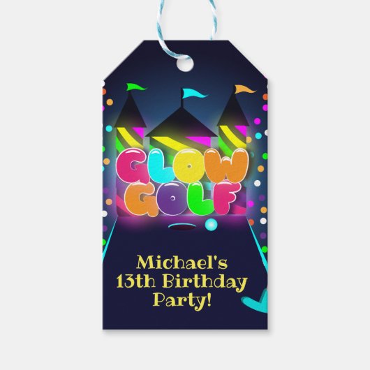 グローミニチュアゴルフ誕生日パーティー ギフトタグ (正面)