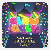 グローミニチュアゴルフ誕生日パーティー スクエアシール (正面)