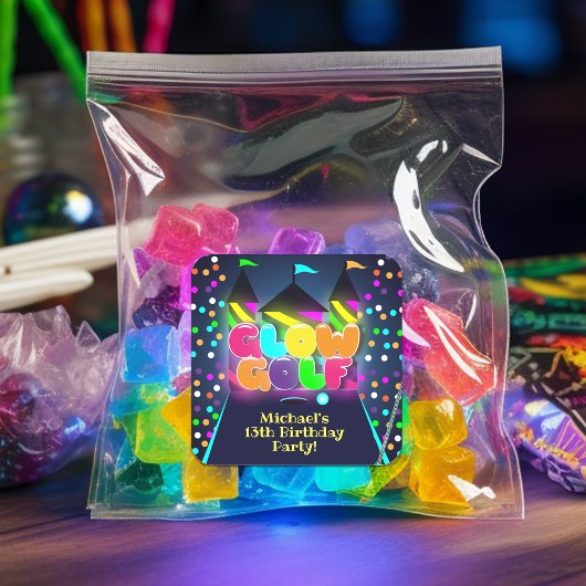 グローミニチュアゴルフ誕生日パーティー スクエアシール