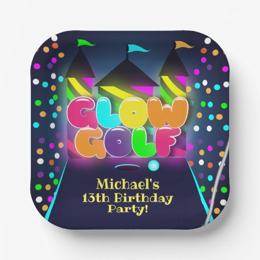 グローミニチュアゴルフ誕生日パーティー ペーパープレート (正面)