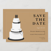 グロームス結婚ズケーキキャメルブラウンLGBTQ セーブザデート (正面/裏面)