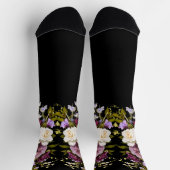 グロームズパープルフローラブーケオンブラック ソックス (上部)