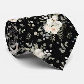 グロームホワイト結婚ズフローラブーケオンブラック ネクタイ (ロール)