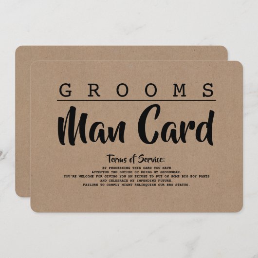 グローメおもしろいンスマンまたは花婿介添人サービス提案カード 招待状 (正面/裏面)