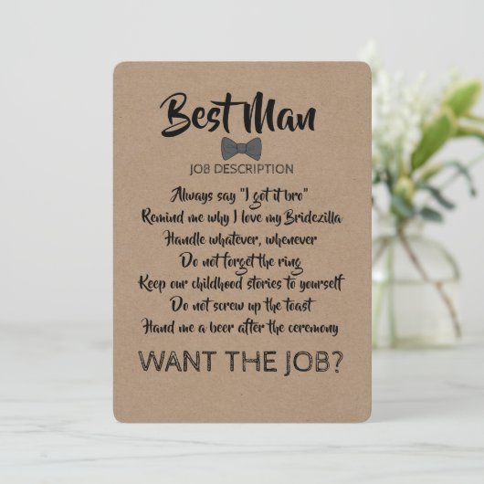 グローメおもしろいンスマンまたは花婿介添人ジョブの提案 招待状 (スタンド正面)